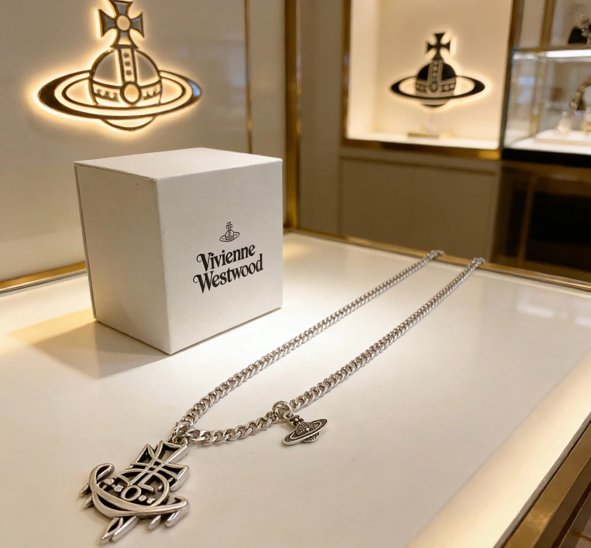 Vivienne Westwood Silver Chain with Logo Pendant